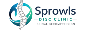 A professional healthcare logo featuring a stylized human spine